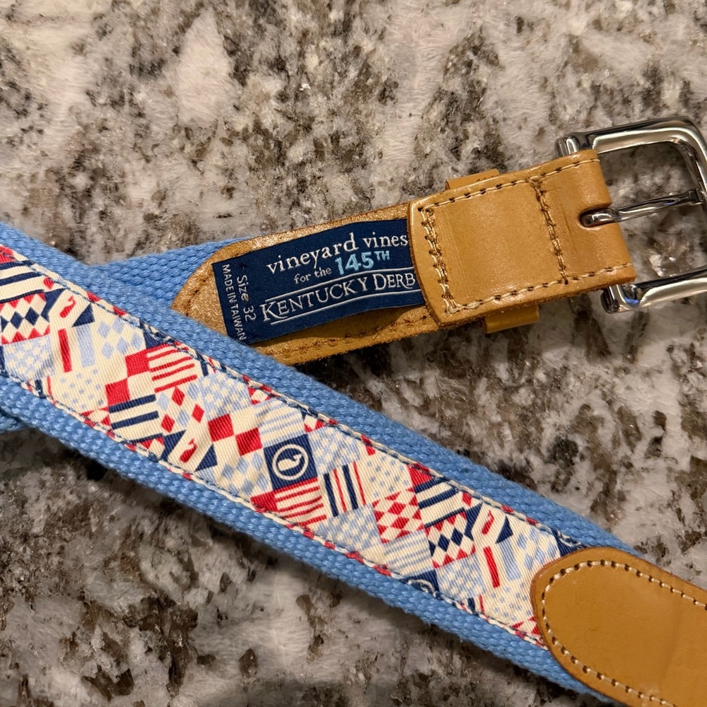Vineyard Vines for the 145th Kentucky Derby Blue and Tan Belt